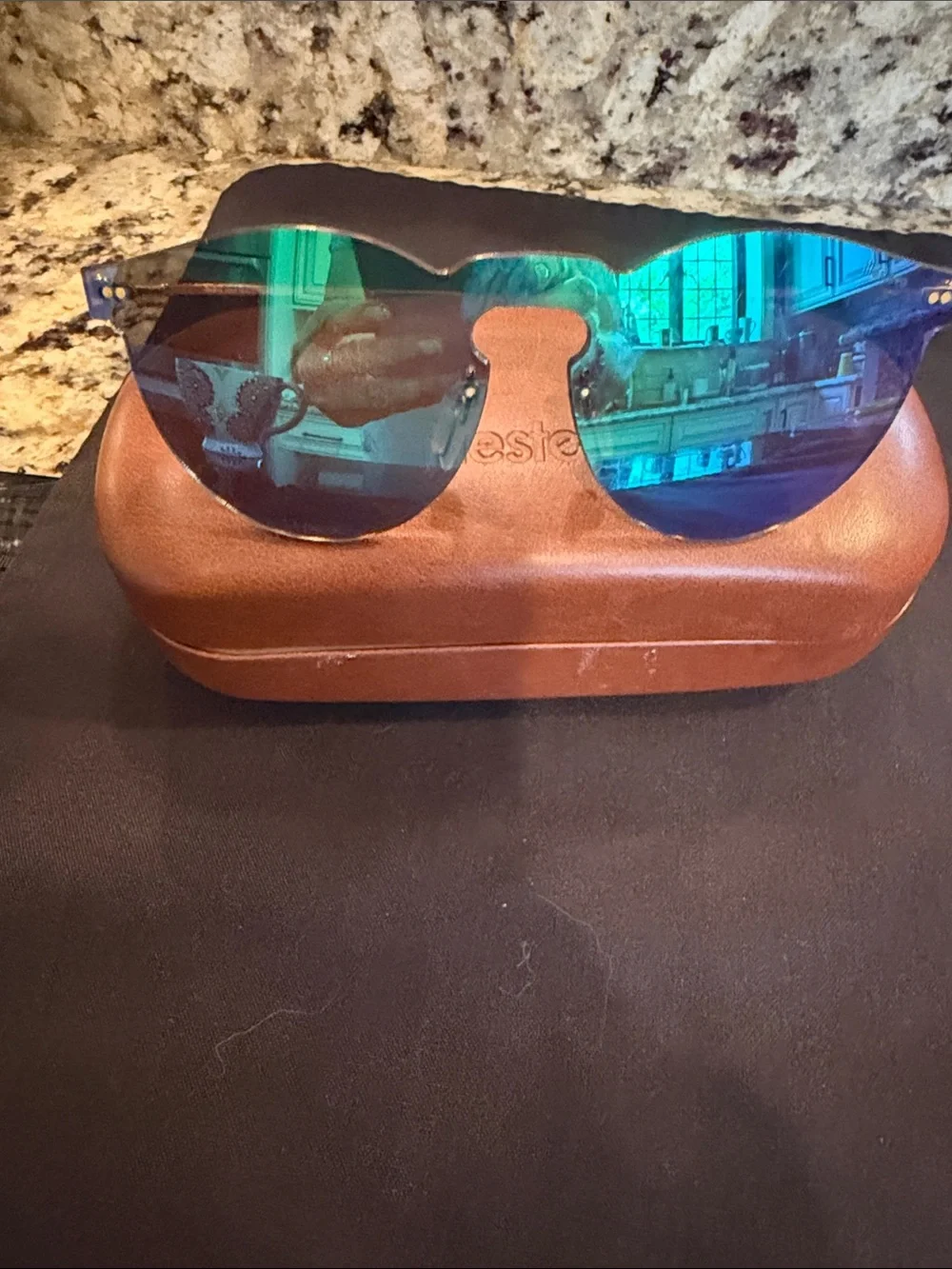 Illesteva Rimless Aviator Sunglasses in Blue-Green Mirror